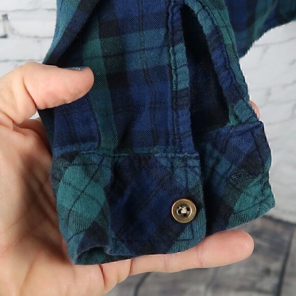 CHARLOTTE RUSSE BLUE & GREEN COTTON PLAID BUTTON DOWN LONG SLEEVE SHIRT SIZE S - Picture 6 of 9